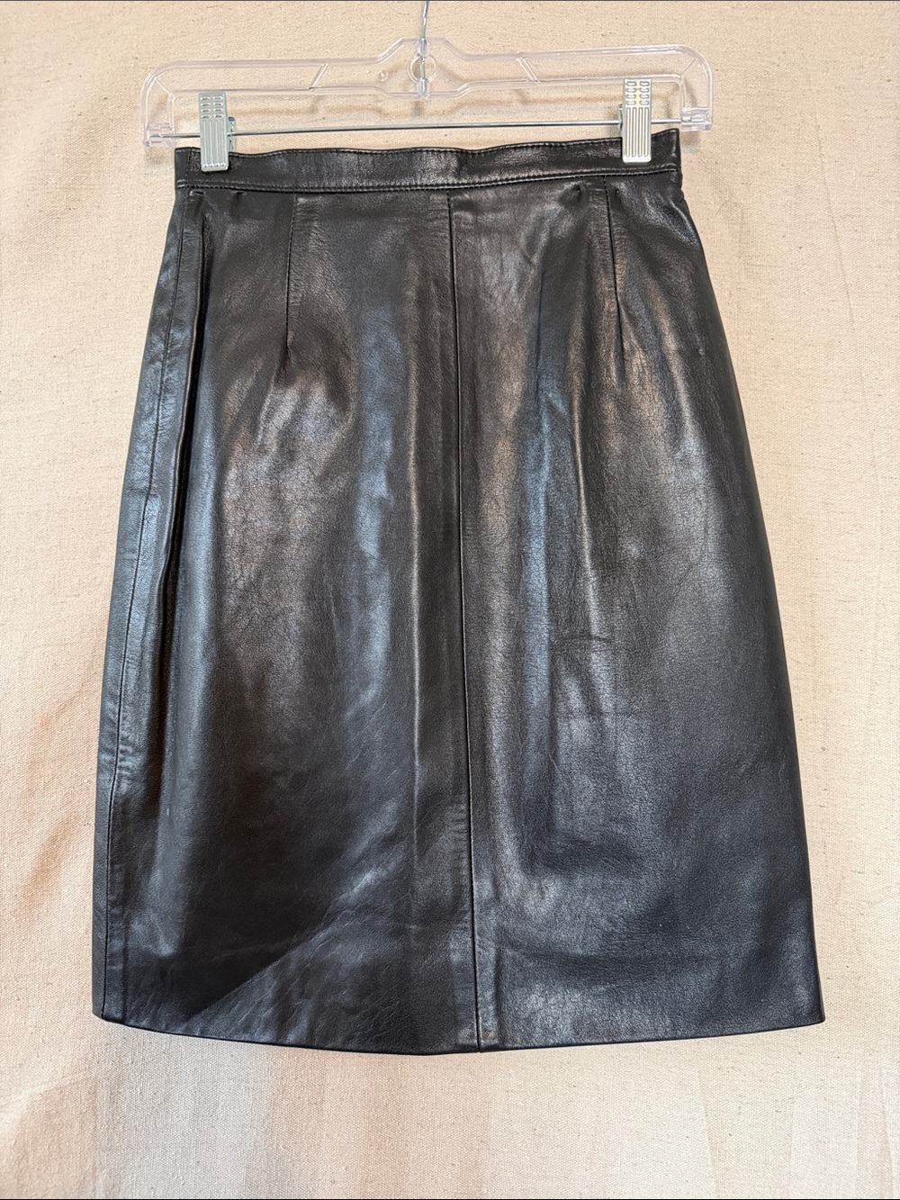 Vintage Black Leather Pencil Skirt - Women